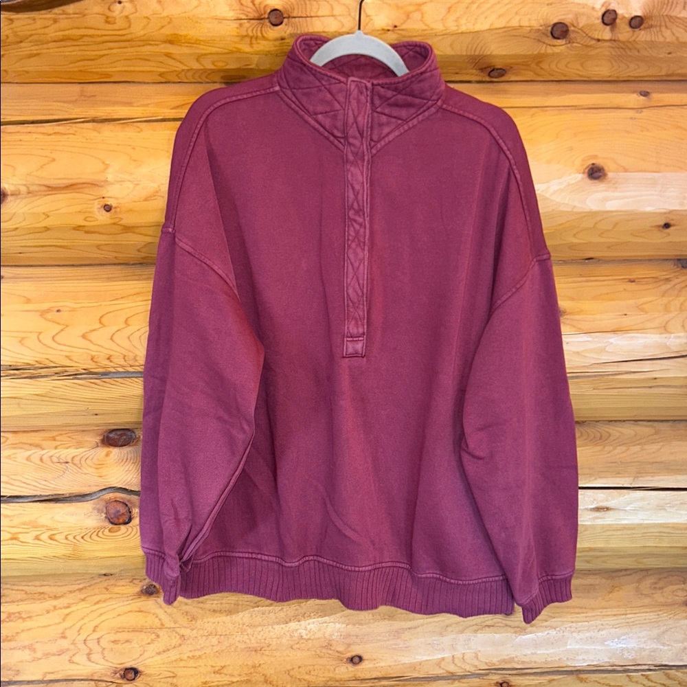 Aerie EUC Oh Snap! Sweatshirt Size Medium in Deep Cherry - Picture 8 of 15